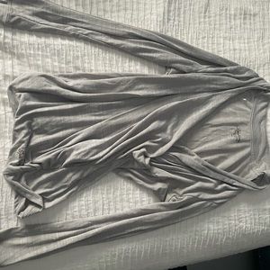 Long sleeve low plunging cowl neck top